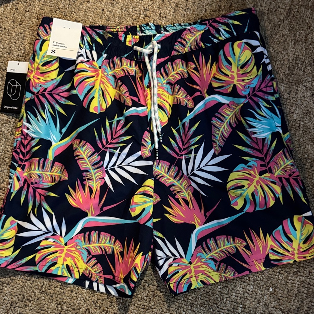 Original Use Multicolor Tropical Swim Trunks